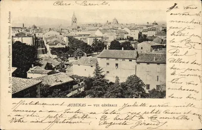 Bilhete postal antigo Aubenas Vista Geral