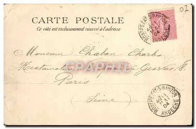 Bilhete postal antigo Aubenas Vista Geral — Verso