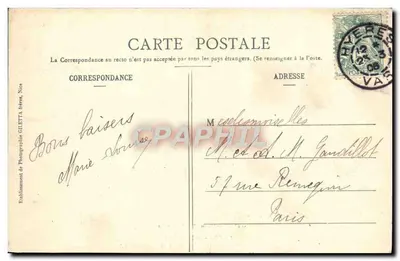 Allée de Palmiers - Avenue Beauregard — Hyères — Edição Giletta, fot. Nice, n° 1736 — Verso