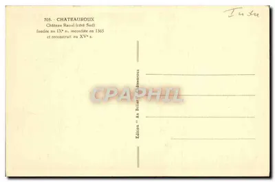 Zamek Raoul (strona południowa) — Châteaureoux — Wydawnictwo Au Belier — Rewers