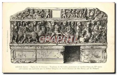 Déols (Indre) - Igreja de São Etienne - Túmulo de São Ludre, monumento em mármore branco do IIIº século
