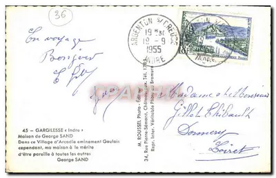 Casa de George Sand em Gargilesse — Indre — Editor M. Roussel — Verso