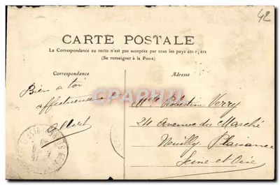 Roanne, Vieille Ville — rue pavée avec bâtiments en pierre et balcon — éditeur imprimeur non visible, n° de série non lisible — Achterkant