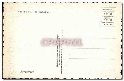Widok wioski między wysokimi drzewami — Roquebrune — wydawca Dr. Bodlerard — Rewers