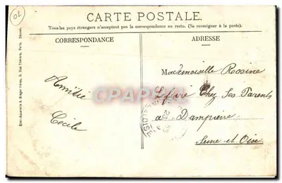 Bilhete postal antigo Place D'Armes de Hirson — Verso