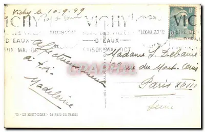 O Parque do Casino em Vichy — editor CAP, n°70 — Verso