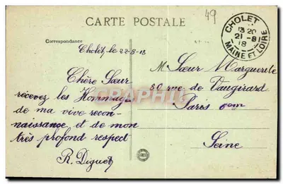 Cholet — El Teatro y la Iglesia de Nuestra Señora — Edición A. M. — Reverso