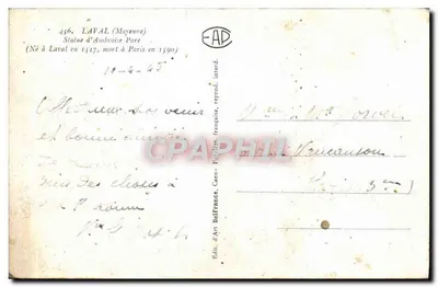 लावल (मेन) - अम्ब्रोइज़ पेर की प्रतिमा - एडीटर ऑफ आर्ट बेल्फोर्ट, केन — पीछे