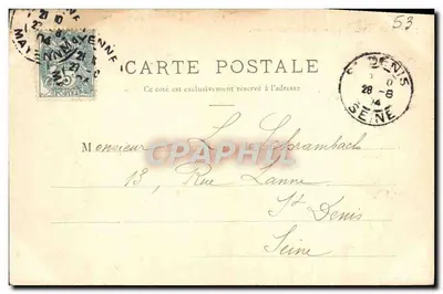 Mayenne — Panorama de Nossa Senhora — Poirier frères, editores, Mayenne — Verso