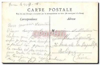 Evron, à noite, Place de l'Église — Edição Lemeunier, Imp. Evron — Verso