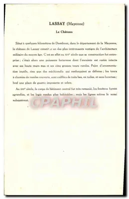 Lassay (Mayenne) — Het Kasteel — Collectie van de Oplossing Paulanberge, 8e Serie — Achterkant