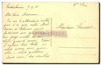 Ensisheim - A Igreja — editor Albert Hutter, n°7 — Verso