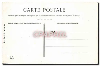 Porto di Menton — Studio artistico — J. de C. Paris — Verso
