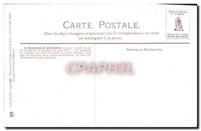 CANNES.-CROISSETTE — Widok z bulwary z palmami — Raphael Tuck & Fils, seria 'OILLETTE' — Rewers