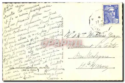 Saucourt-sur-Nonnay — uitzicht op de kerk — Mme Laurent, edit. — Achterkant