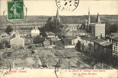 Ligugé (Vienne) — O Bourg e a Abadia Saint-Martin — Visão do Castelo Martignac — editor Adrie B.