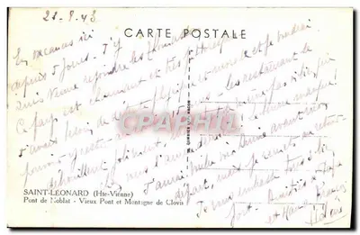 Saint-Léonard (Hte-Vienne) — Ponte de Nôblat e Montanha de Clovis — editor Comber Le Magon — Verso
