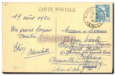 Mareuil-sur-Lay (Vendée) — Visão do Lay — editor desconhecido, n° 3010 — Verso