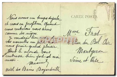 Boyardville, Ilha de Oléron — Um canto da praia sob a floresta — Edição Especial do Hotel dos Banhos — Verso