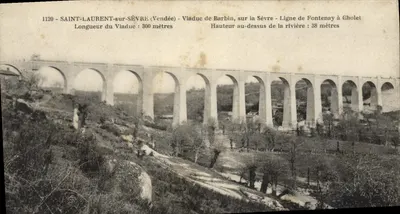 Saint-Laurent-sur-Sèvre (Vendée) — Viaduto de Barbin sobre a Sèvre — Linha de Fontenay a Gholet