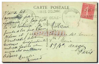 Les Sables-d'Olonne (Vendée) — Kultura fizyczna na plaży — Gra w sznur — AB. — Rewers