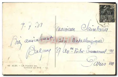 Widok na most kolejowy w Albi — wydawca LL, nr 48 — Rewers