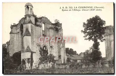 La Couronne (Charente) — Ruines da Abadia Chevet (século XII) — J.S.D. 715