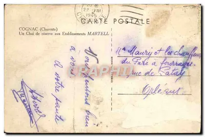 Cognac — Chai de réserve aux Etablissements Martell — éditeur Martell — Verso