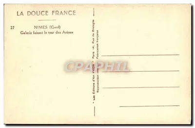 Nîmes (Gard) — Galeria circundando as Arênes — Edições d'Art Yvon — Verso