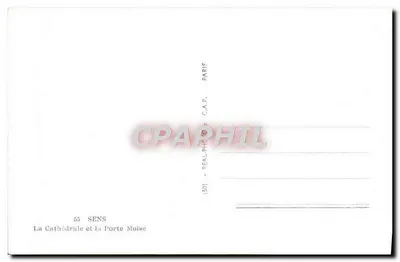 Sens: de Kathedraal en de Poort Moise — uitgever REAL-PHOTO, n°55 — Achterkant