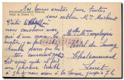 Hotel do Chalet — Pougues-les-Eaux (Nièvre) — editor Cimy — Verso