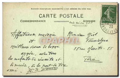 Bilhete postal antigo Fondettes Château De Taille — Verso