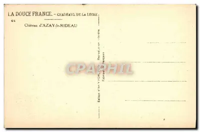 Château d'Azay-le-Rideau — vue sur le lac — éditeur YVON, n°64 — Verso