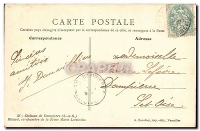 Castelo de Dampierre — Sala de bilhar — A. Bourdier, imp.-edit., Versailles — Verso