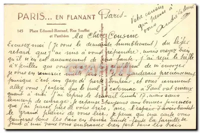 Paryż — Plac Edmond-Rostand i Panthéon — Wydawnictwo Y. V. G. z Paryża — Rewers