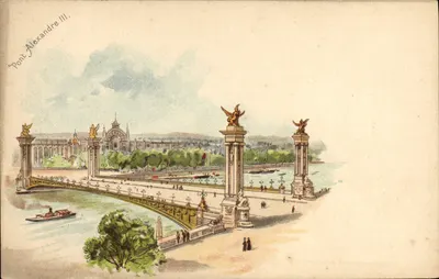 Ponte Alexandre III — Paris — ilustração colorida