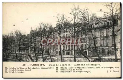 Paris (4e) — Quai de Bourbon — Casas históricas — J. H Déposé