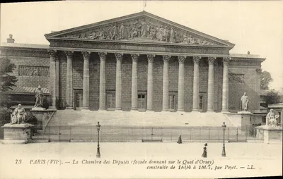 Paris (VII) — A Câmara dos Deputados (fachada voltada para o Quai d'Orsay) — construída de 1804 a 1807, por Poyet — LL.