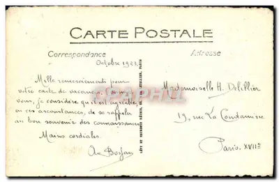 Velho Montmartre — Le Couseau, Place du Rosaire — Editor H. Kosmann Sichal, n° 1270 — Verso