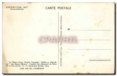Wnętrze domu — Wystawa 1937 — Georges Lang, Paryż — Rewers