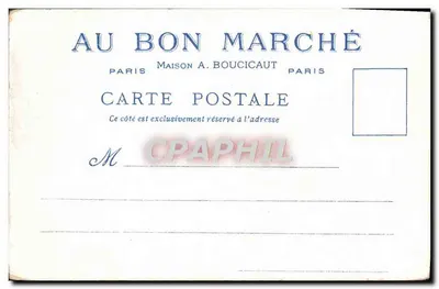 Grandes Degraus da Santa Capela — O Velho Paris. — Oferecida pelos Magasins du Bon Marché, editada pela Maison A. Boucicaut. — Verso