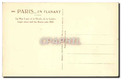 Paris. En Flanant — La Rue Lepic et le Moulin de la Galette — Édition YVON — Verso