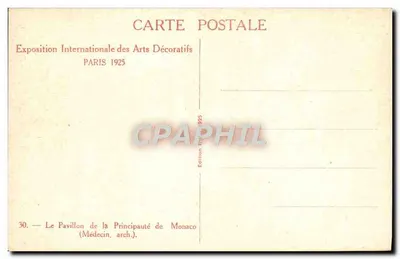 O Pavilhão da Principeza de Mônaco — Exposição Internacional dos Artes Decorativas 1925 — Verso