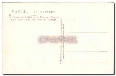 Paris — O Palácio da Justiça e o Pont du Change — Éditions d'Art Yvon — Verso
