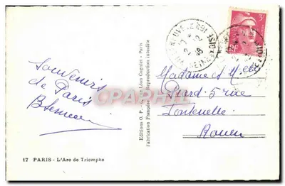 Arc de Triumpfu — Paryż — Wydawnictwo O. P. Cogniet — Rewers