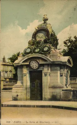 Bilhete postal antigo Paris A Estátua De Strasbourg