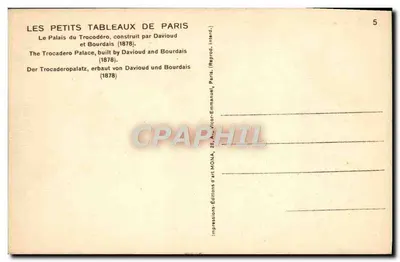 Pałac Trocadéro — Paryż — wydawca MONA, nr 5 — Rewers