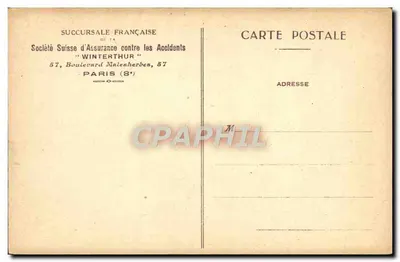 Hall e Caixa da Sucursal Francesa da Sociedade Suíça de Seguro contra Acidentes "WINTERTHUR" — Paris (8e) — Verso