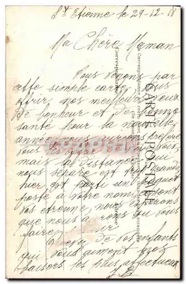 Francuscy żołnierze w mieście — Szczęśliwej Nowej Rocznej — Kartka pocztowa z życzeniami — Rewers