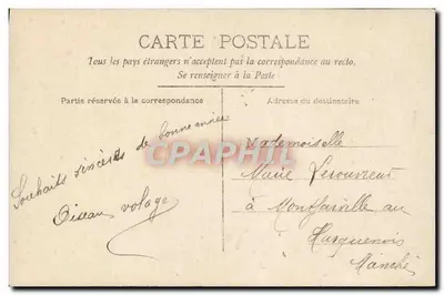 Menina com vestido florido e chapéu decorado — Boa Ano — editor Parisienne, n° 4286 — Verso